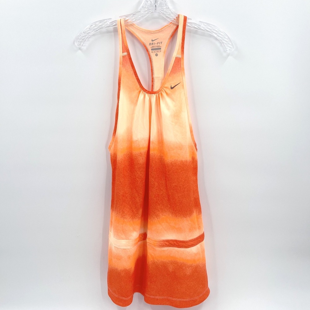NIKE Dri-Fit Women's XS Orange Ombre Tie-Dye Tennis Pickleball Racerback Dress